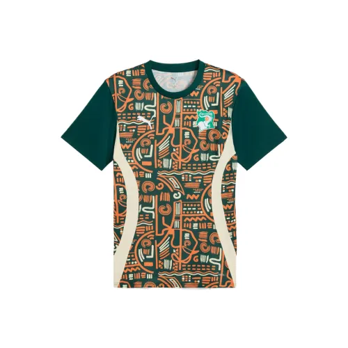 PUMA Ivory Coast Футбол Джерси Мужской Изумрудно-зеленый Апельсин