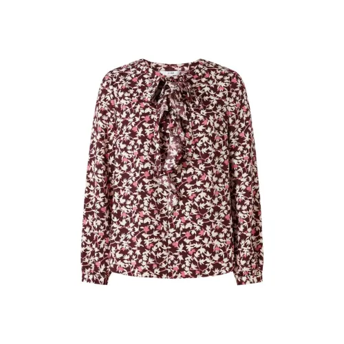 JZ. ANNAKRO Рубашка Женская Цветочный Красный Кофейный