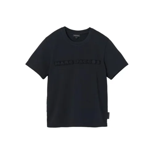 MARC JACOBS Логотип Аппликация Круглый вырез Пуловер Короткий рукав Т-рубашка Женская Черная