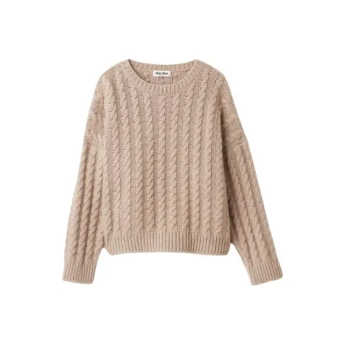 MIU MIU SS24 Кашемир Свитер Женский Песочный Желтый