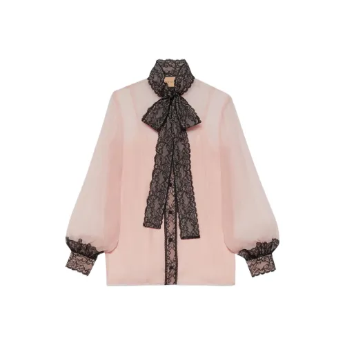 GUCCI Шифон Рубашка Женская Светло-Розовая
