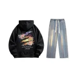 Комплект (Черный свитшот + винтажные синие джинсы) Стандартное издание