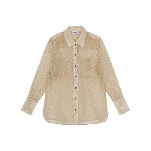 GANNI Женские рубашки устрично-серого цвета