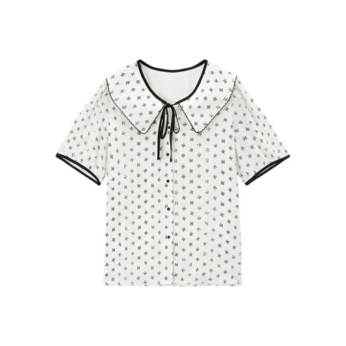 EICHITOO Рубашка Женская Экрю с Узором