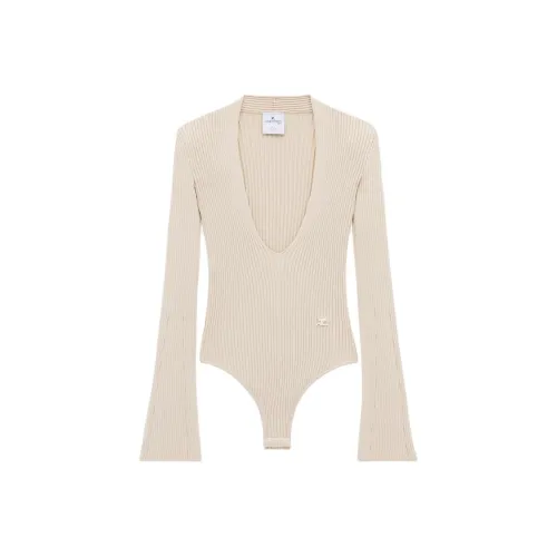 COURREGES SS24 V-образный вырез Трикотажный комбинация для женщин Песочный Песочный