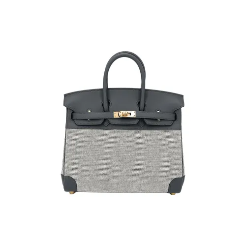 HERMES Swift Кожа с Toile H Холст Сумка Женская Туманный Серый