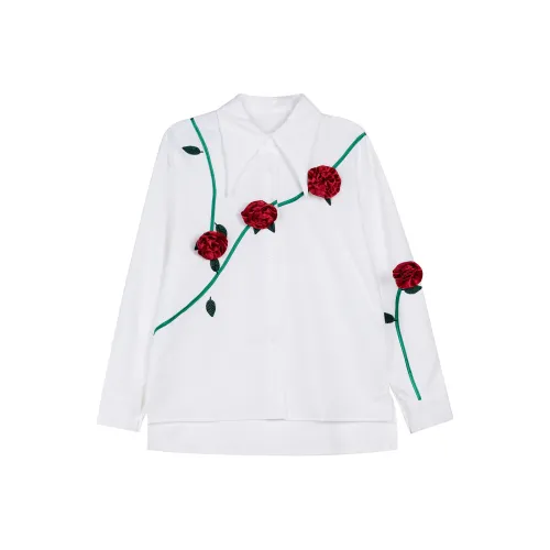 Leather Cat Белые Женские Рубашки