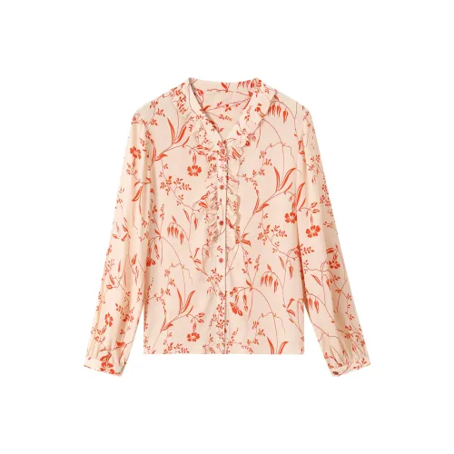 H YXIANG Рубашка Женская Бежевая с Волоконной Веткой