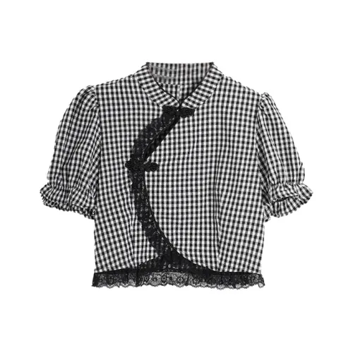 SETIROM Рубашка Женская Черно-Белая Клетка