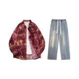 Set (Burgundy Shirt + Vintage Blue Jeans)  
Комплект (Бордовая рубашка + Винтажные синие джинсы)