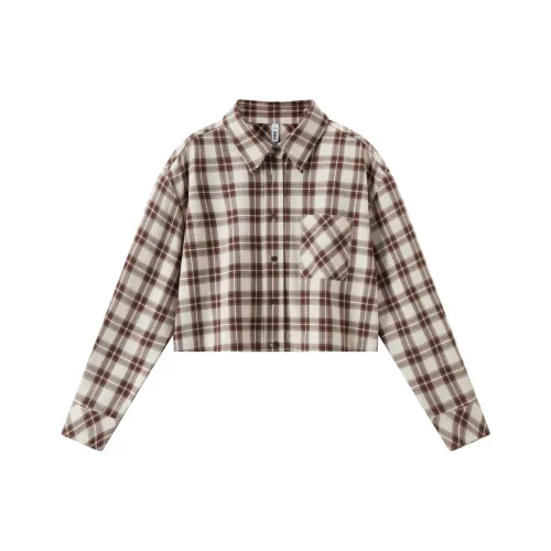 SEM R Длинный рукав рубашка женский белый кофейный тон