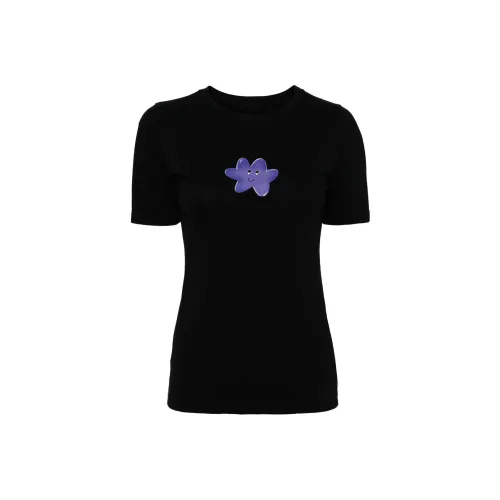 MM6 Maison Margiela совместная брендированная рубашка T Женская Обсидиановый черный