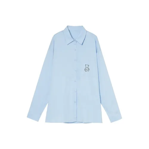 YITOUAGUA Blue Women's Shirts YITOUAGUA Синий Женские Рубашки