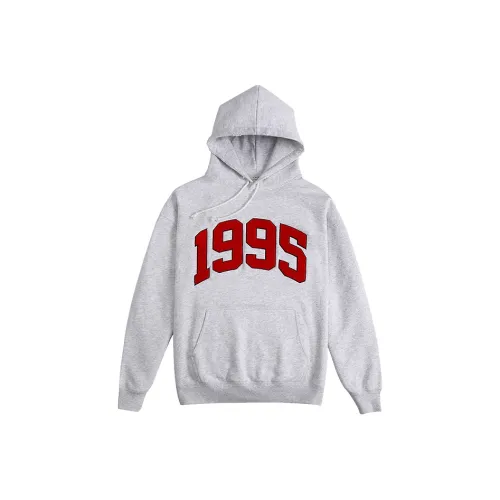 Ahhhing С капюшоном свободный крой худи унисекс серый белый