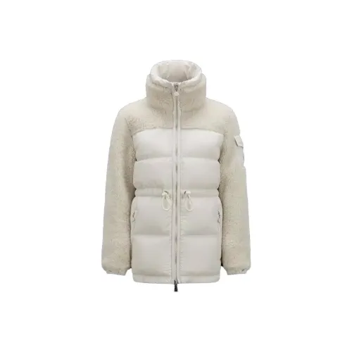 Moncler Короткий пуховик женский цвет экрю