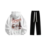 Комплект (Белый с флисовой подкладкой + Черные повседневные штаны)