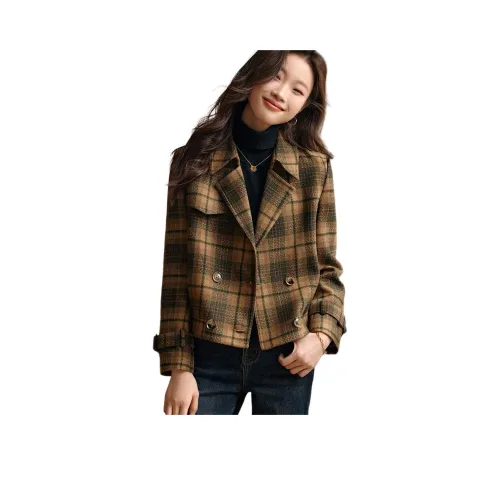 Mo Han Yi Mei Куртки и Пальто Женские Кофейно-Зеленый