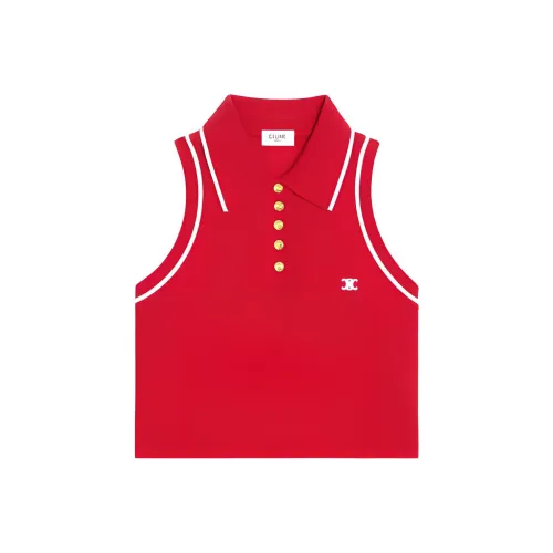 CELINE Женские Поло Красного цвета
