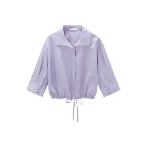 OVV Фиолетово-серый Однотонный 16 Женские Шифоновые Рубашки