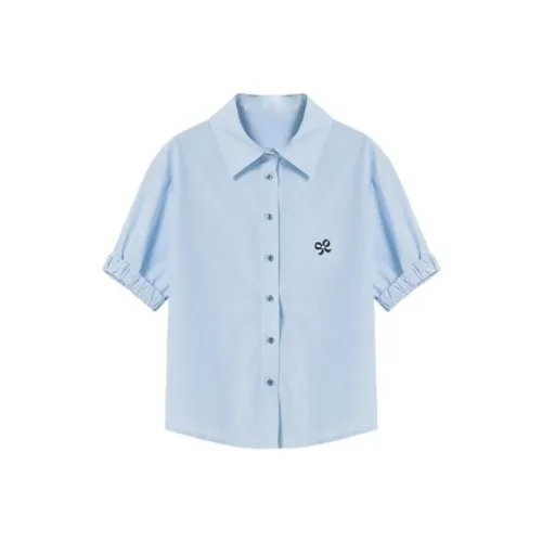 YITOUAGUA Blue Women's Shirts YITOUAGUA Синий Женские Рубашки