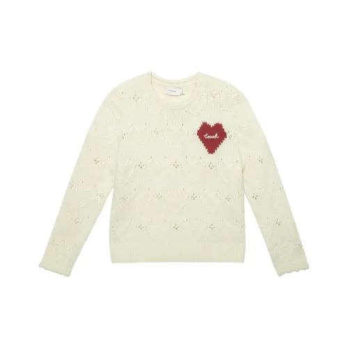 COACH FW22 Кашемир Свитер Женский Айвори Белый