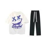 Комплекты одежды, охлаждающий/репеллентный от насекомых/антибактериальный/анти-клещевой (белая футболка + черные штаны)