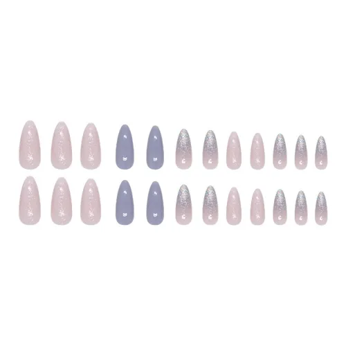 Sweet Pillow House Прозрачный Фея Элегантность False Nail Заостренный Тип Пыльно-голубой Jump Цвет Сияние