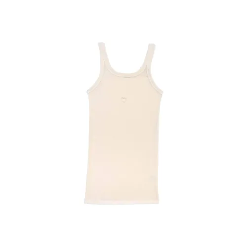 BASERANGE SS24 Сердце Танк Органический хлопок Ребристый Топ на бретелях Женский Неокрашенный Белый