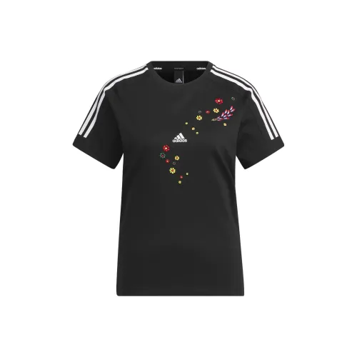 Adidas Рукав реглан T-рубашка Женская Черная