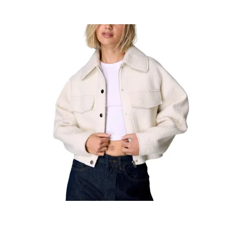 NASTY GAL Текстурированный Смесовая шерсть Trucker Куртка Куртки Пальто Женские Кремовый