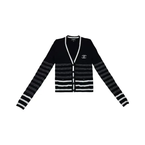 CHANEL Черный/Белый Женские кашемировые свитеры