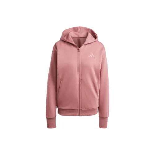 Adidas All Szn Флис Полностью Закрывающиеся Куртки и Пальто Женские Темно-Красный Коричневый