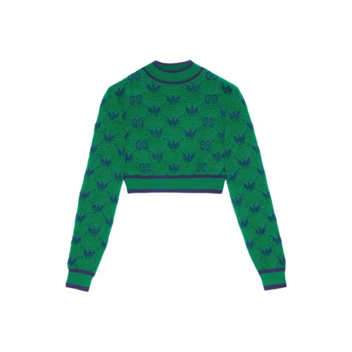 GUCCI X ADIDAS X GUCCI Co Брендированная Серия SS23 Кашемировый Свитер Женский Зеленый