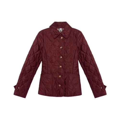 Burberry Хлопковый пуховик женский темно-красный