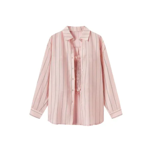 EICHITOO Рубашка Женская Розовая Полосы