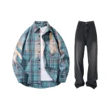 Cyan Plaid Shirt + Black Jeans  
Циан Клетка Рубашка + Черные Джинсы