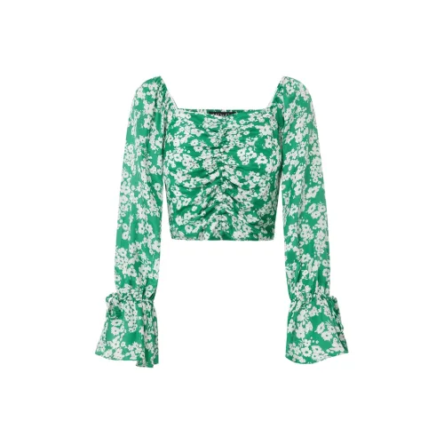 MO&CO Зеленая с цветочным узором женская рубашка