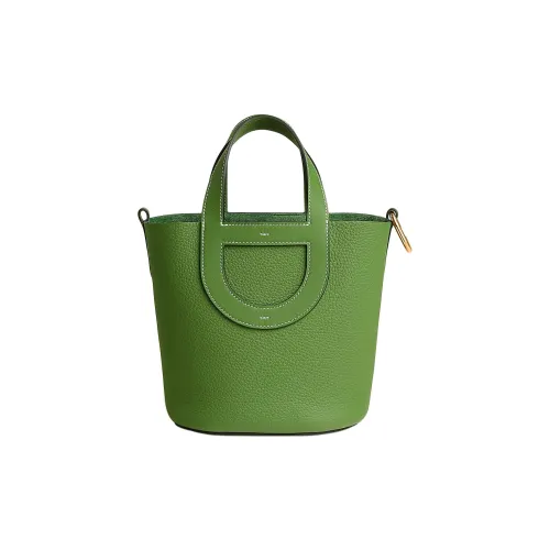 HERMES In The Loop Clemence Bullock Кожа с Swift Телячья кожа Сумка 18 Женская Шелк Синий Зеленый