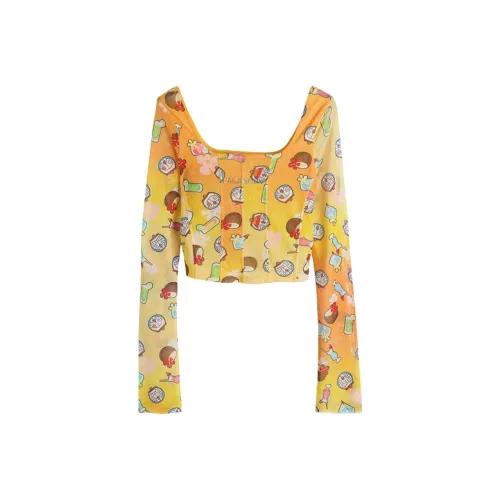 LALABOBO X DUOLA A MENG Коллаборация Стандартная Рубашка Женская Желтая