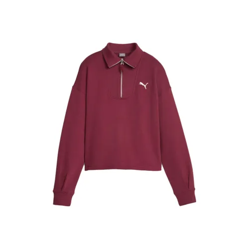 PUMA HER Женская Высокий воротник Полузастежка Свитшот Куртка Женская Красная