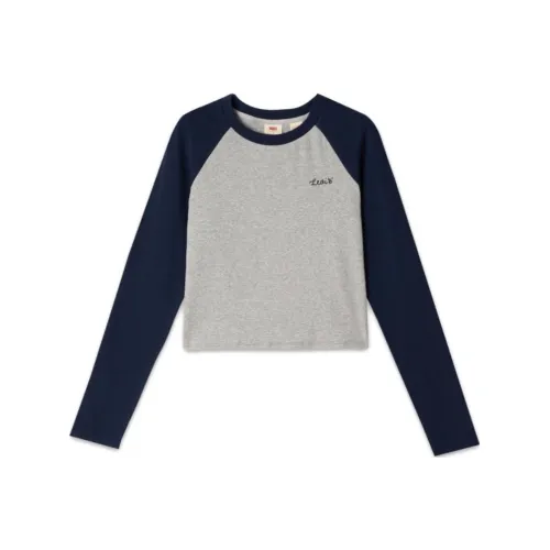 Levi's Реглан-рукав Т-рубашка Женская Серый Синий Многоцветный