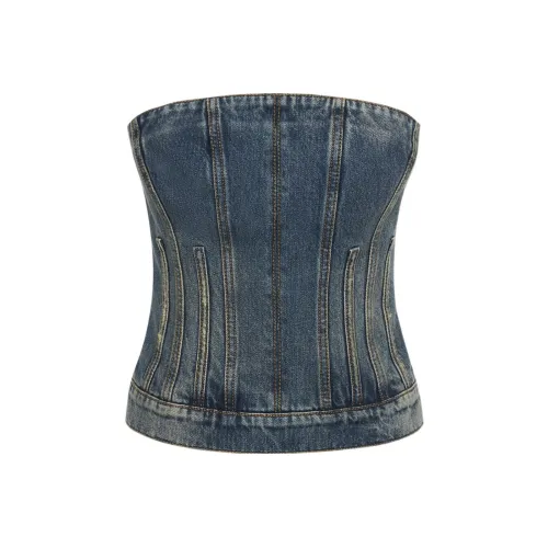 Alexander McQueen Джинсовый синий Женские топы без бретелек