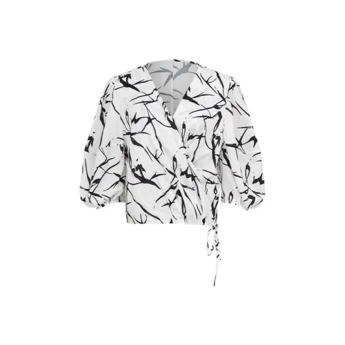 MARVALAS Черно-белая панда Женские Шифоновые рубашки
