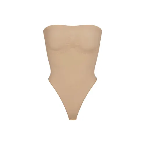 SKIMS Бесшовный Sculpt Без бретелей Стринг BODYSUIT Комбинезон Женские Глина