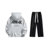 Set (Премиум Серый с Флисовой Подкладкой + Черные Джинсы)