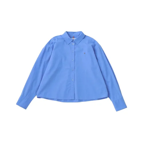 Tommy Hilfiger IM Укороченный Твердый Easy Форма SHIR Рубашка Женские Синий