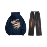 Set (Dark Blue Sweatshirt + Black Jeans) Fleece-Lined  
Комплект (Темно-синий Свитшот + Черные Джинсы) с флисовой подкладкой