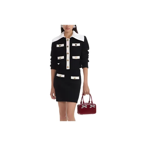 Self Portrait Трикотаж Женский Черный Белый