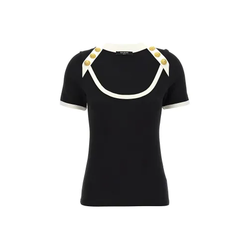 BALMAIN Черные Женские Т-рубашки
