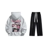 Set (Премиум Серый с Флисовой Подкладкой + Черные Джинсы)